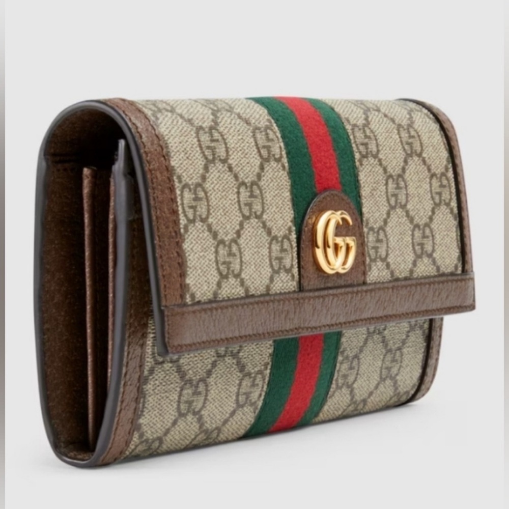 Gucci Ophidia Continental Wallet GG Supreme Canvas Beige Brown - Picture 1 of 10